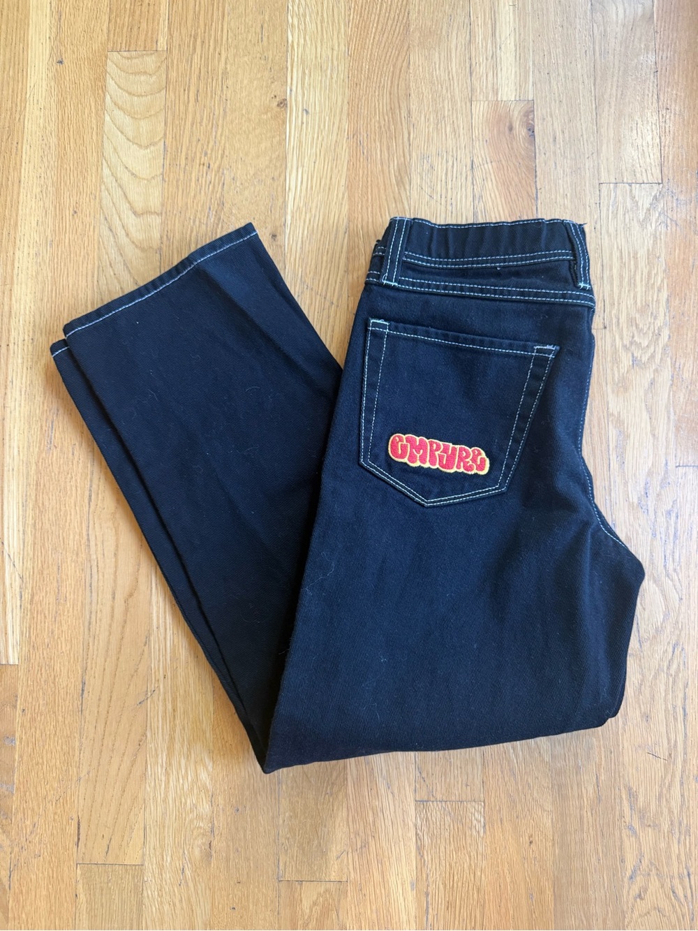 Empyre Boys Black Dark Wash Straight Denim Jeans Mid Rise Cotton Logo
